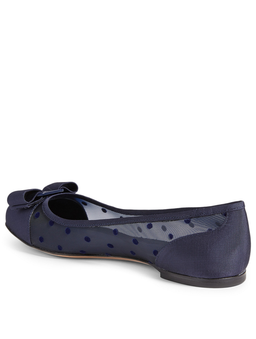 FERRAGAMO Varina Dots Pois Silk Tulle Ballet Flats | Holt Renfrew