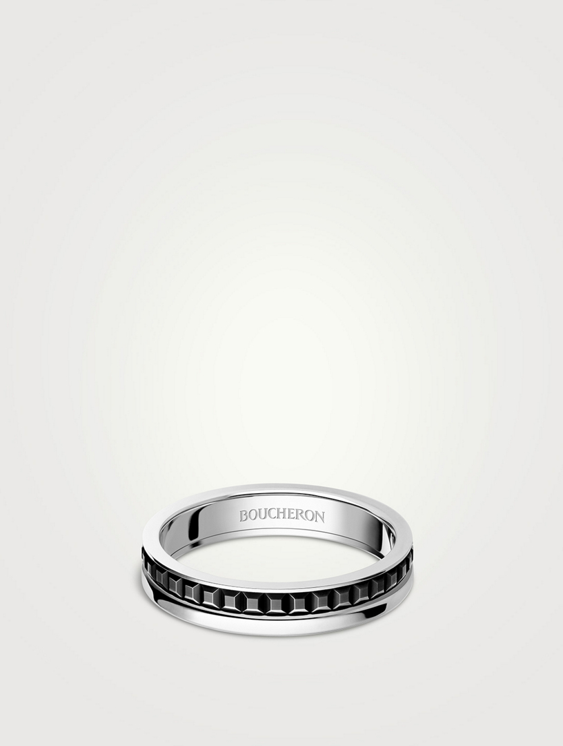 Black Edition Quatre White Gold Wedding Band With Black PVD