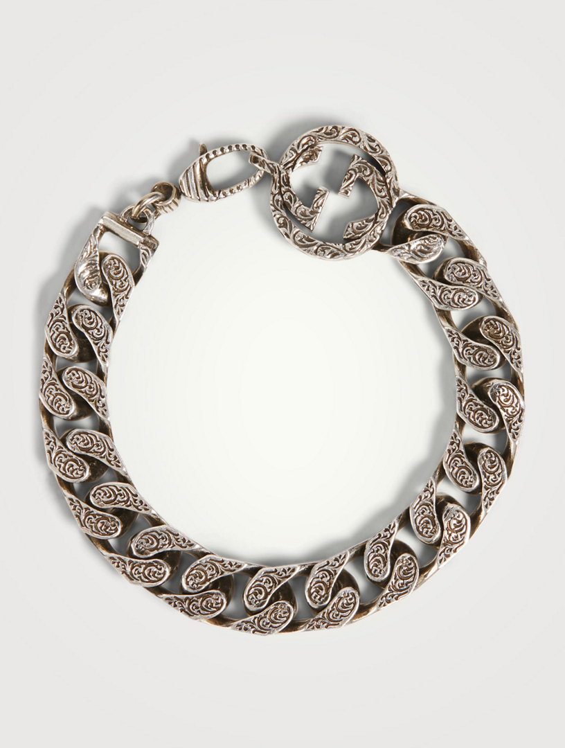 gucci interlocking g chain bracelet in silver