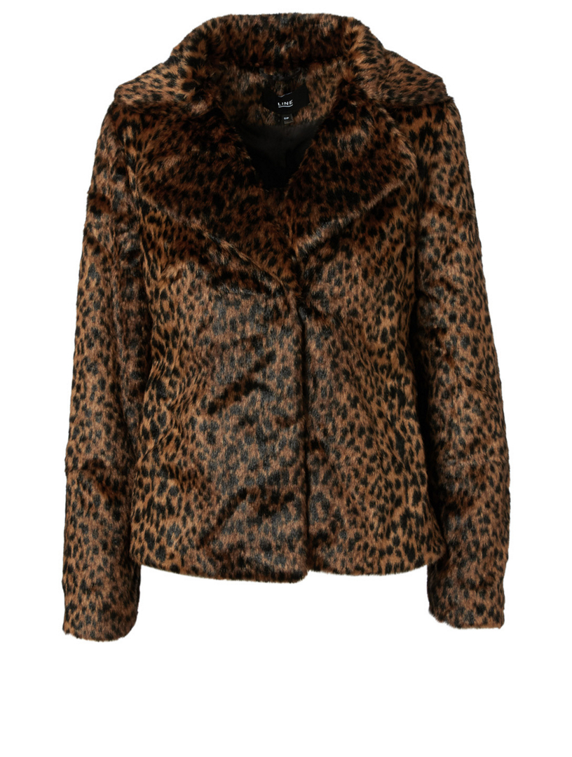 LINE Elvira Faux Fur Coat In Leopard Print | Holt Renfrew Canada