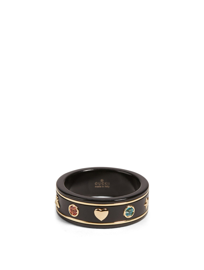 icon ring with gemstones gucci