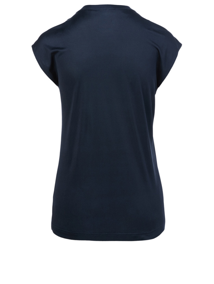 AKRIS Tee-shirt en soie à encolure ronde Femmes Bleu