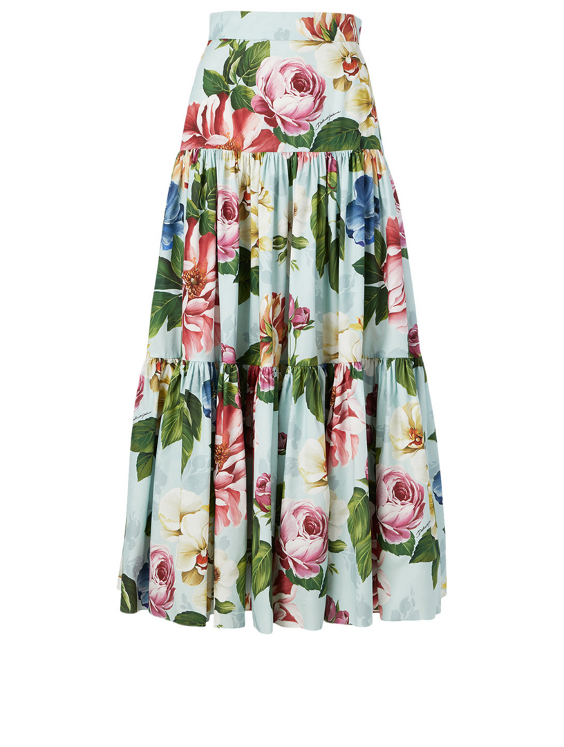 DOLCE & GABBANA Cotton Tiered Long Skirt In Floral Print | Holt Renfrew  Canada