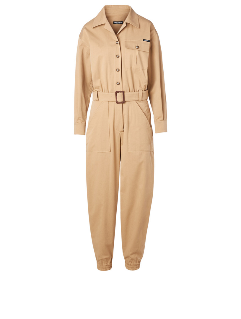 beige cargo jumpsuit