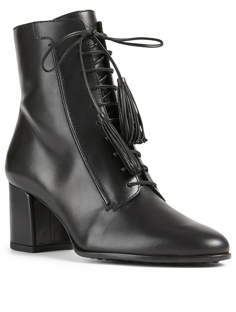 TOD'S Leather Lace-Up Heeled Ankle Boots | Holt Renfrew Canada