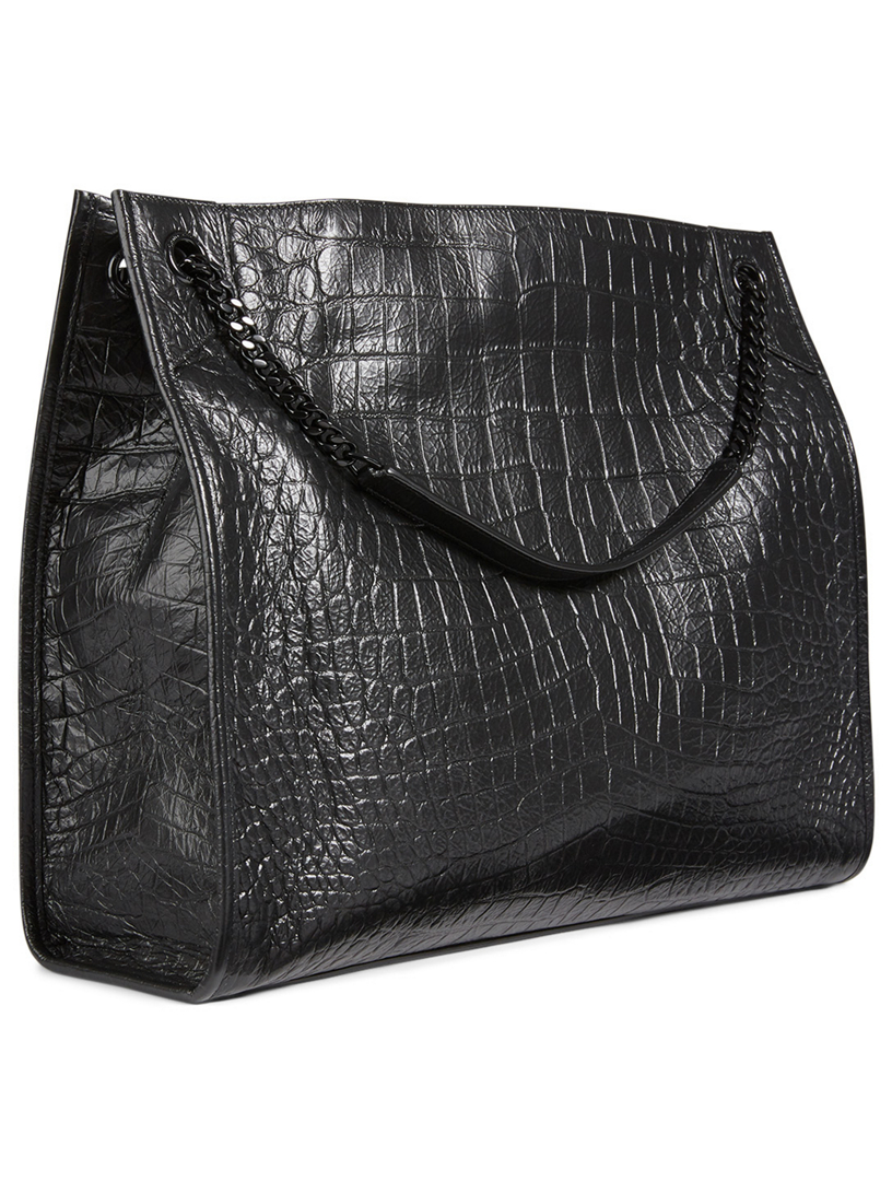 SAINT LAURENT Large Niki YSL Monogram Croc-Embossed Leather Tote Bag | Holt Renfrew