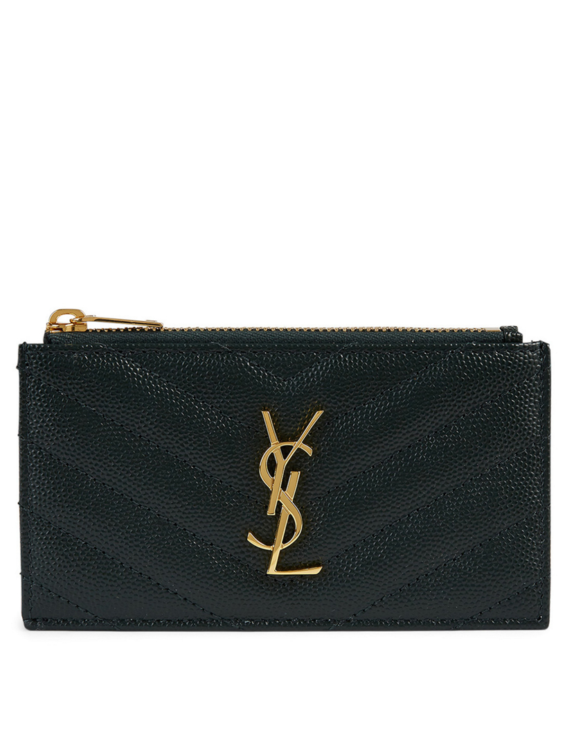 SAINT LAURENT YSL Monogram Fragments Leather Zippered Card ...