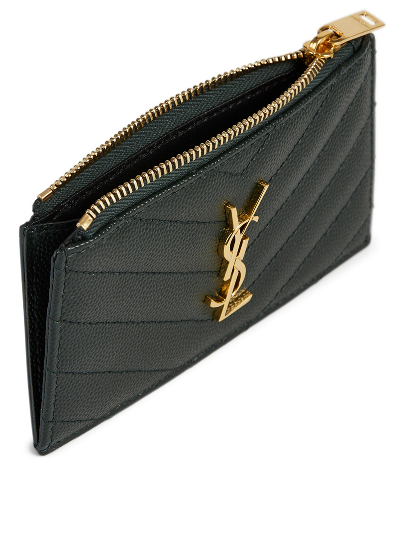 SAINT LAURENT YSL Monogram Fragments Leather Zippered Card Holder