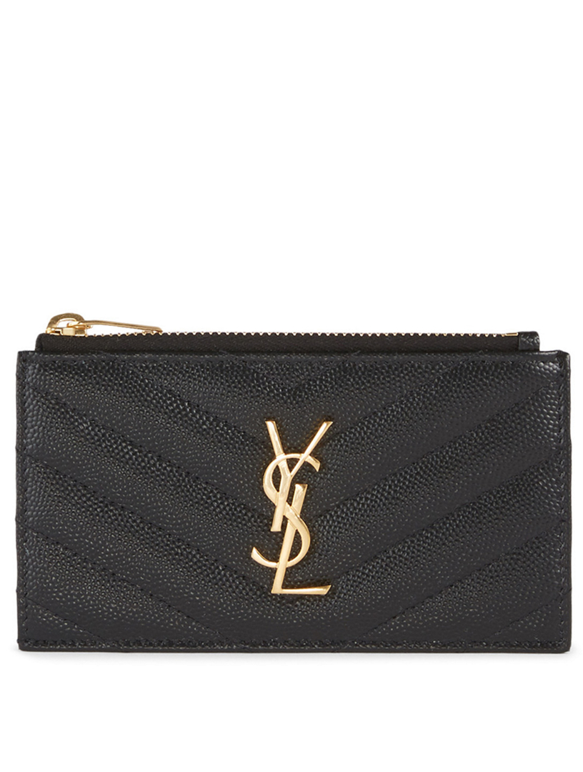 SAINT LAURENT YSL Monogram Fragments Leather Zippered Card Holder ...