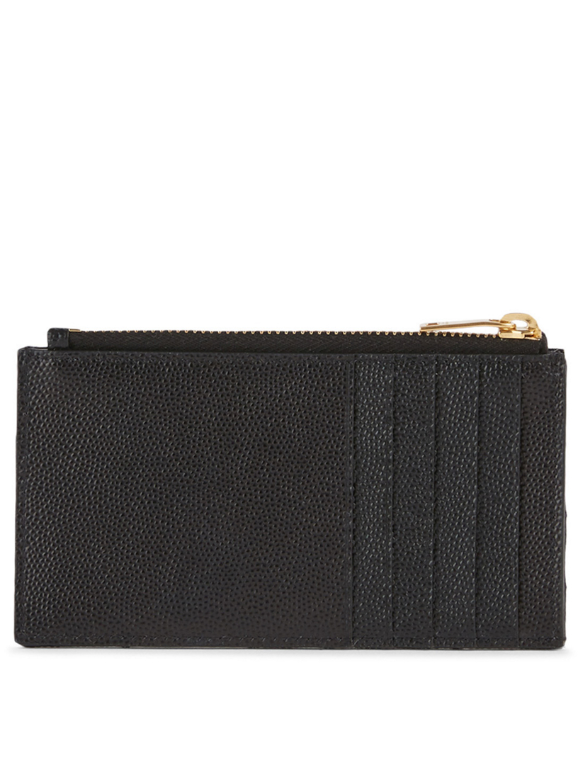 SAINT LAURENT YSL Monogram Fragments Leather Zippered Card Holder