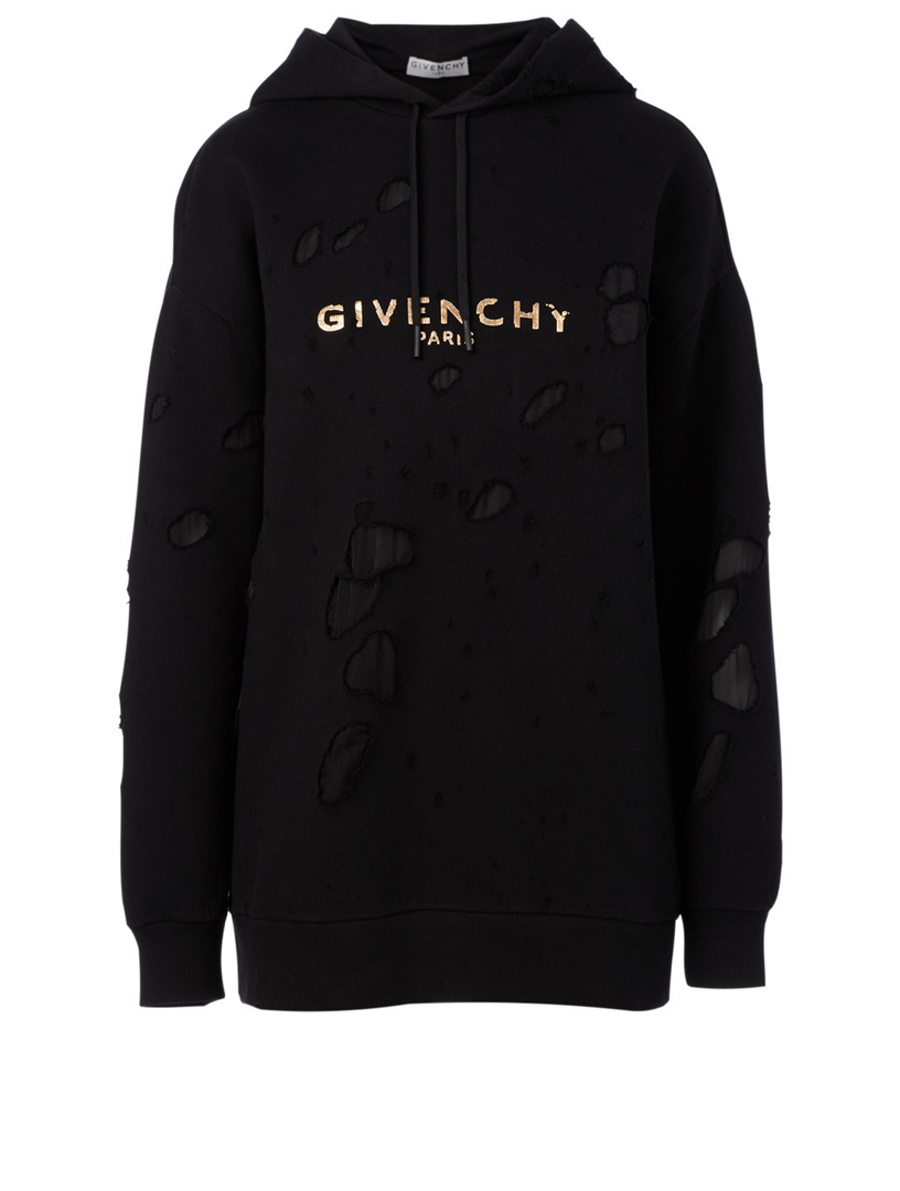 givenchy destroyed hoodie blue