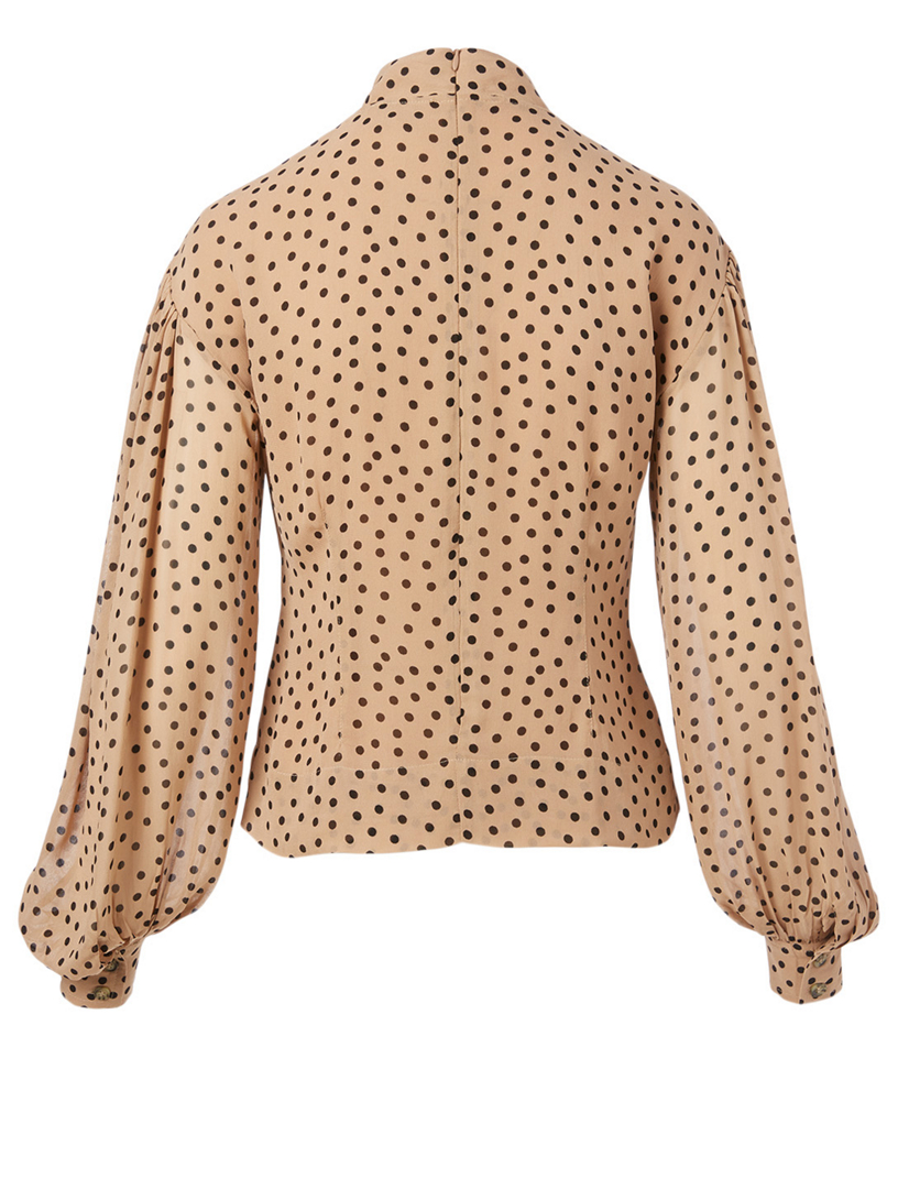 GANNI Georgette Blouse In Polka Dot Print | Holt Renfrew Canada