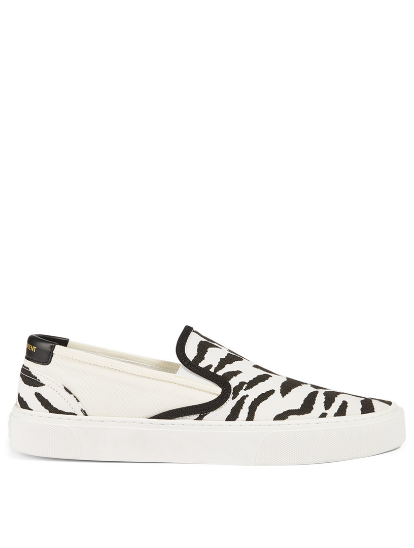 SAINT LAURENT Venice Canvas Slip-On Sneakers In Zebra Print | Holt ...