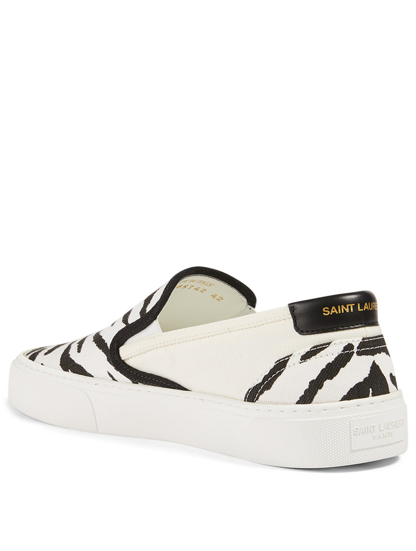 SAINT LAURENT Venice Canvas Slip-On Sneakers In Zebra Print | Holt ...