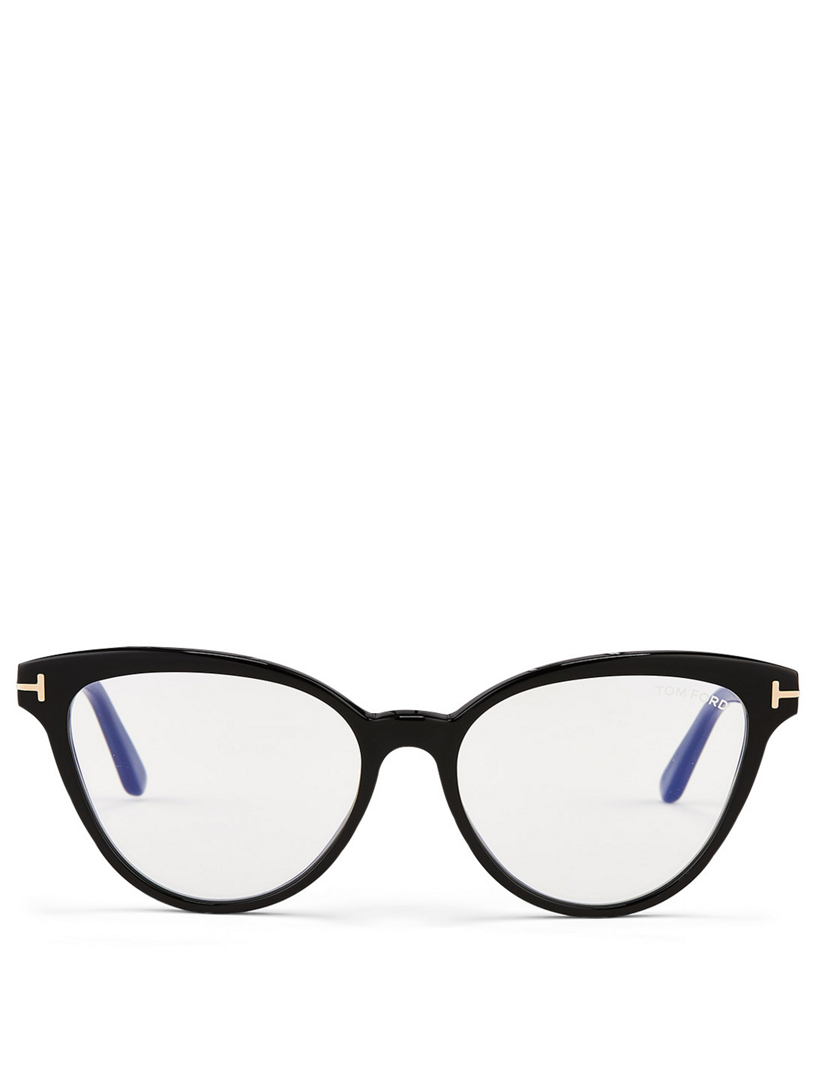 TOM FORD Acetate Cat Eye Optical Glasses With Blue Block Lenses Holt