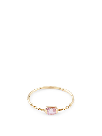 YI COLLECTION 18K Gold Half Chain Ring With Pink Sapphire Women's Metallic