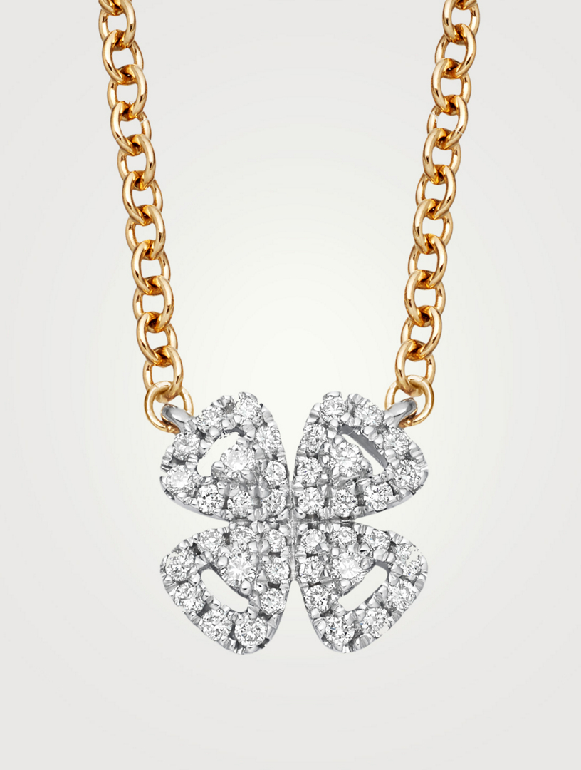 KIKI MCDONOUGH Signatures 18K Yellow And White Gold Clover Necklace ...