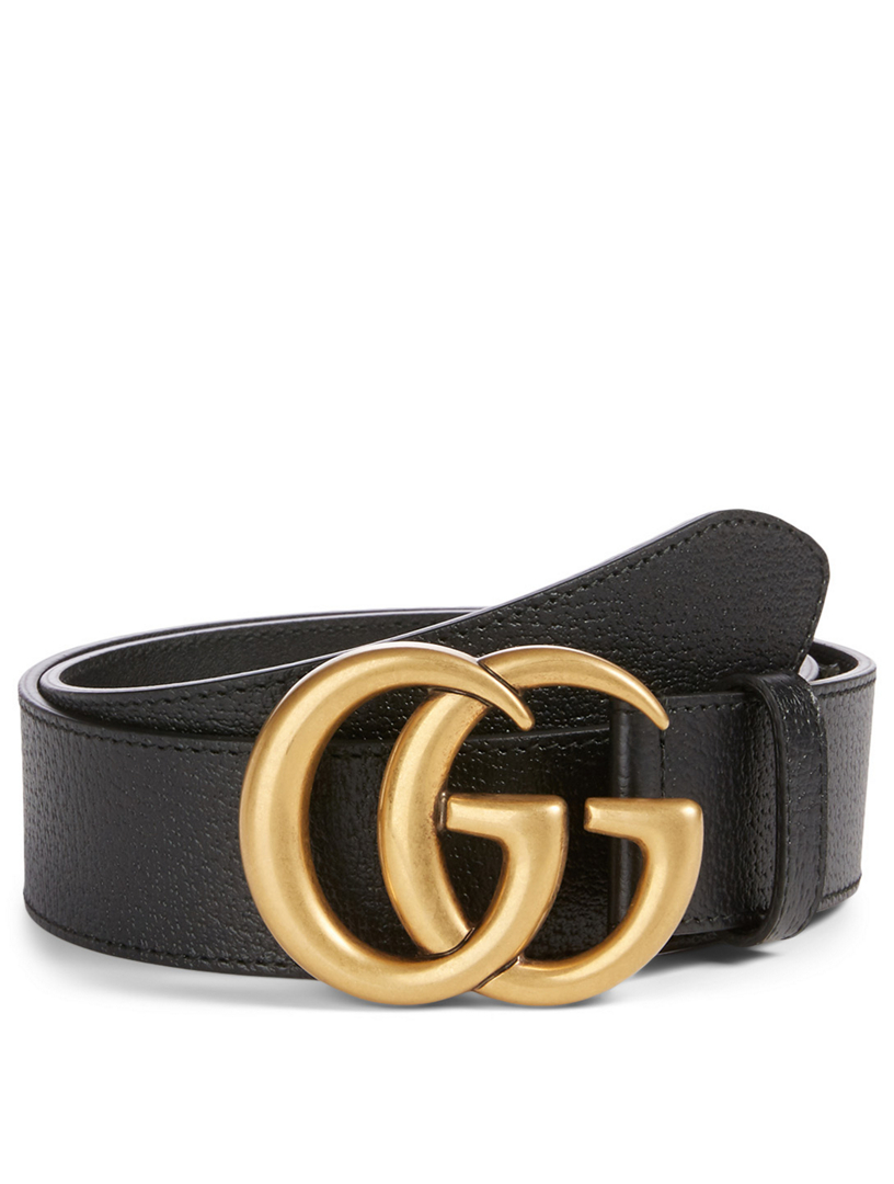 GUCCI Leather Belt With Double G Buckle 
