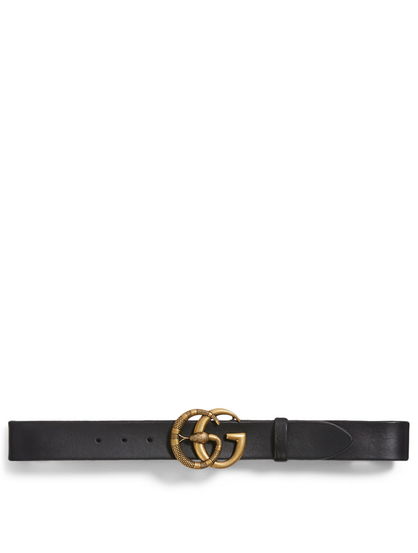 GUCCI Leather Belt With Double G Snake 