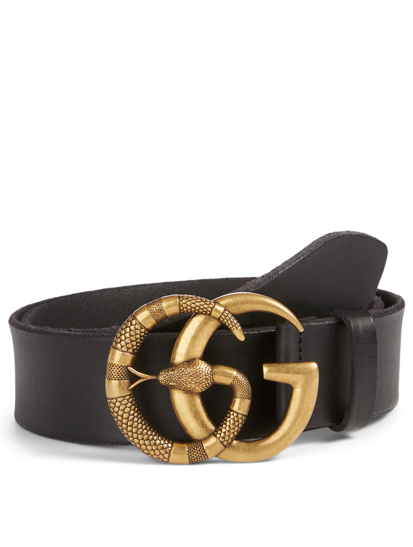 GUCCI Leather Belt With Double G Snake 