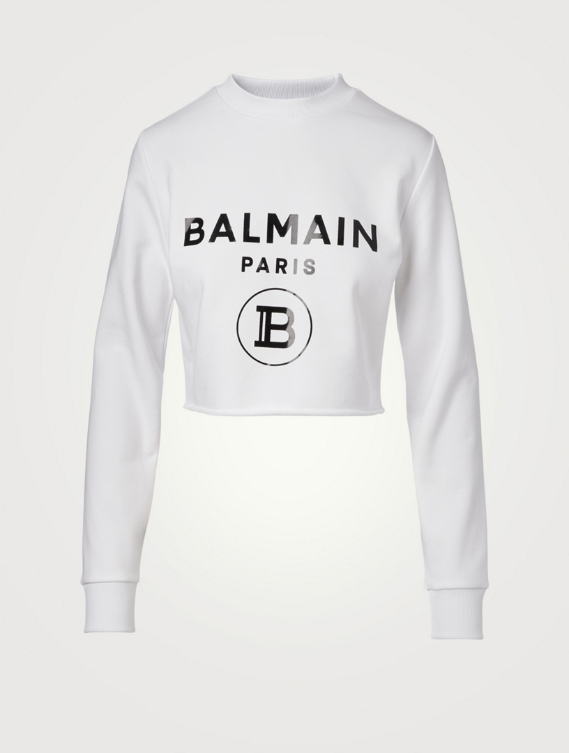 BALMAIN Cropped Logo Sweatshirt | Holt Renfrew Canada