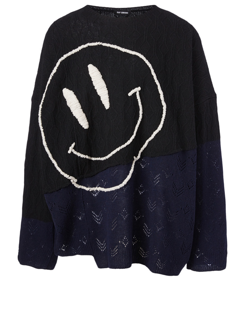 RAF SIMONS Smiley Wool Oversized Sweater | Holt Renfrew Canada