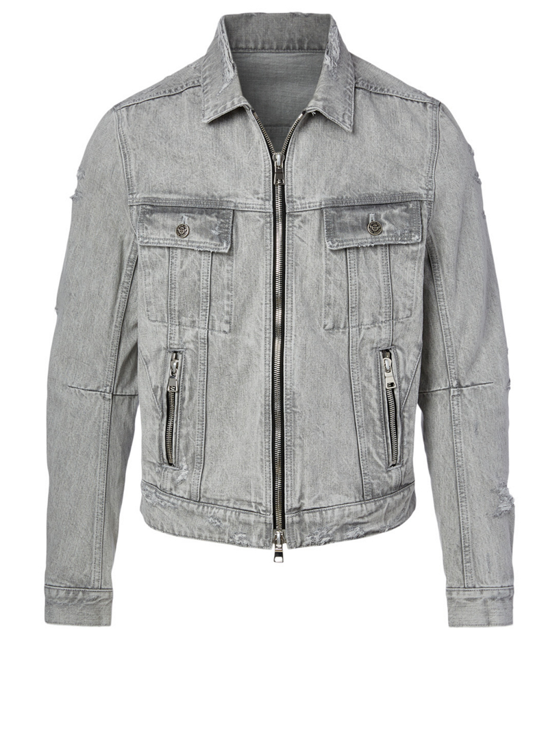 BALMAIN Cotton Denim Jacket With Back Logo Holt Renfrew Canada