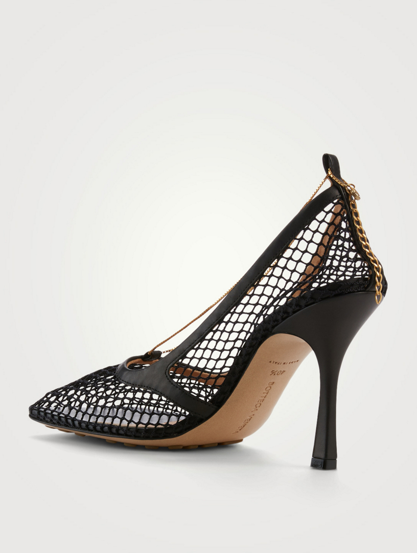 Bottega Veneta Stretch Mesh And Leather Pumps With Chain Holt Renfrew Canada