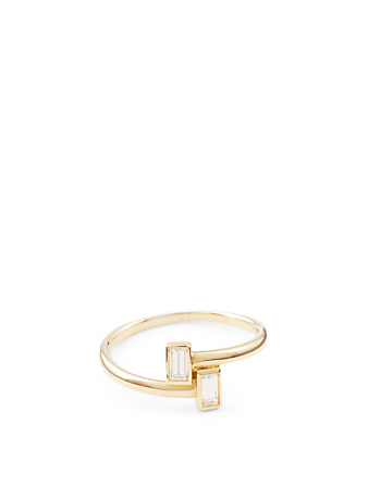 MARIA CANALE Essentials 18K Gold Double Baguette Stacking Ring With Diamonds Women's Metallic