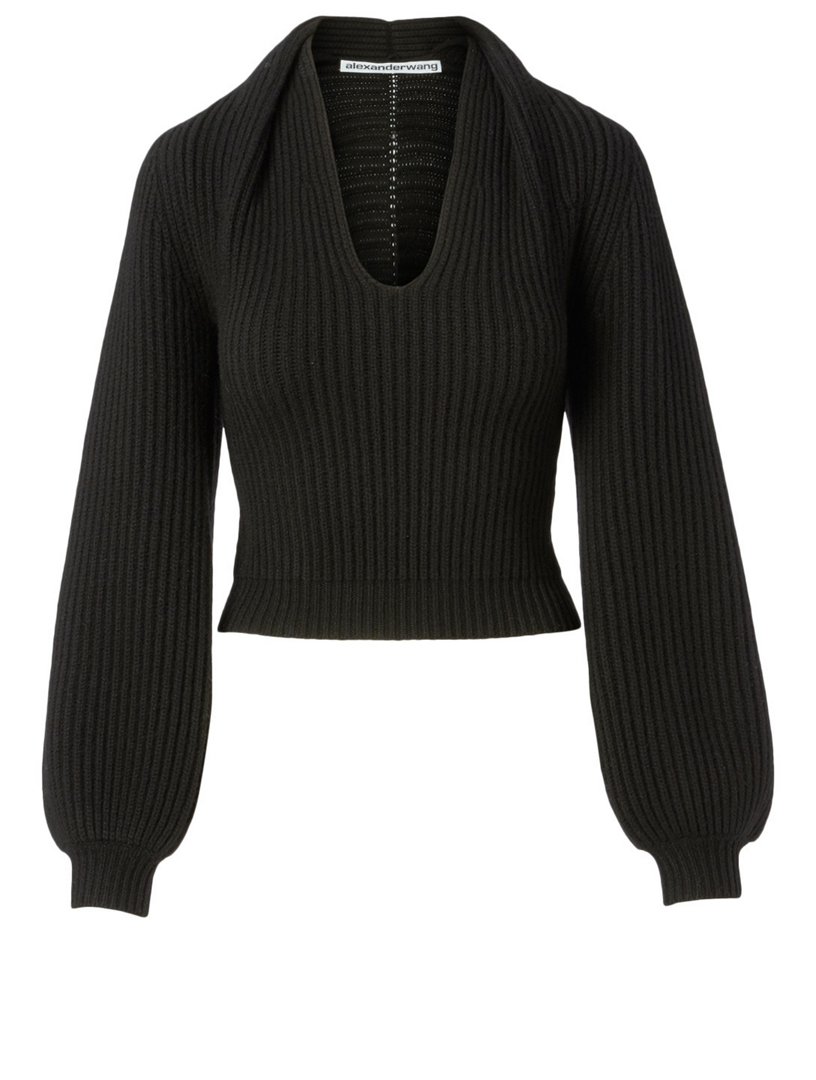 Alexander Wang Wool And Cashmere Draped Neck Sweater Holt Renfrew