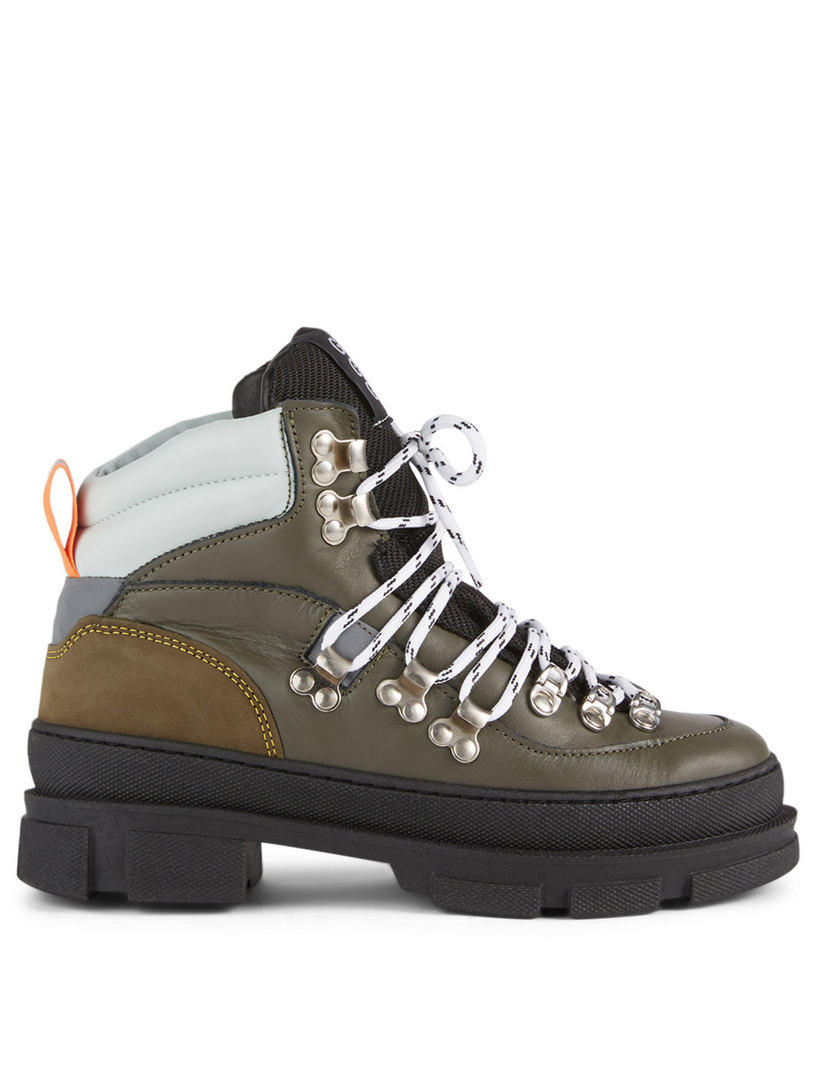 GANNI Sporty Hiking Leather Lace-Up Ankle Boots | Holt Renfrew Canada