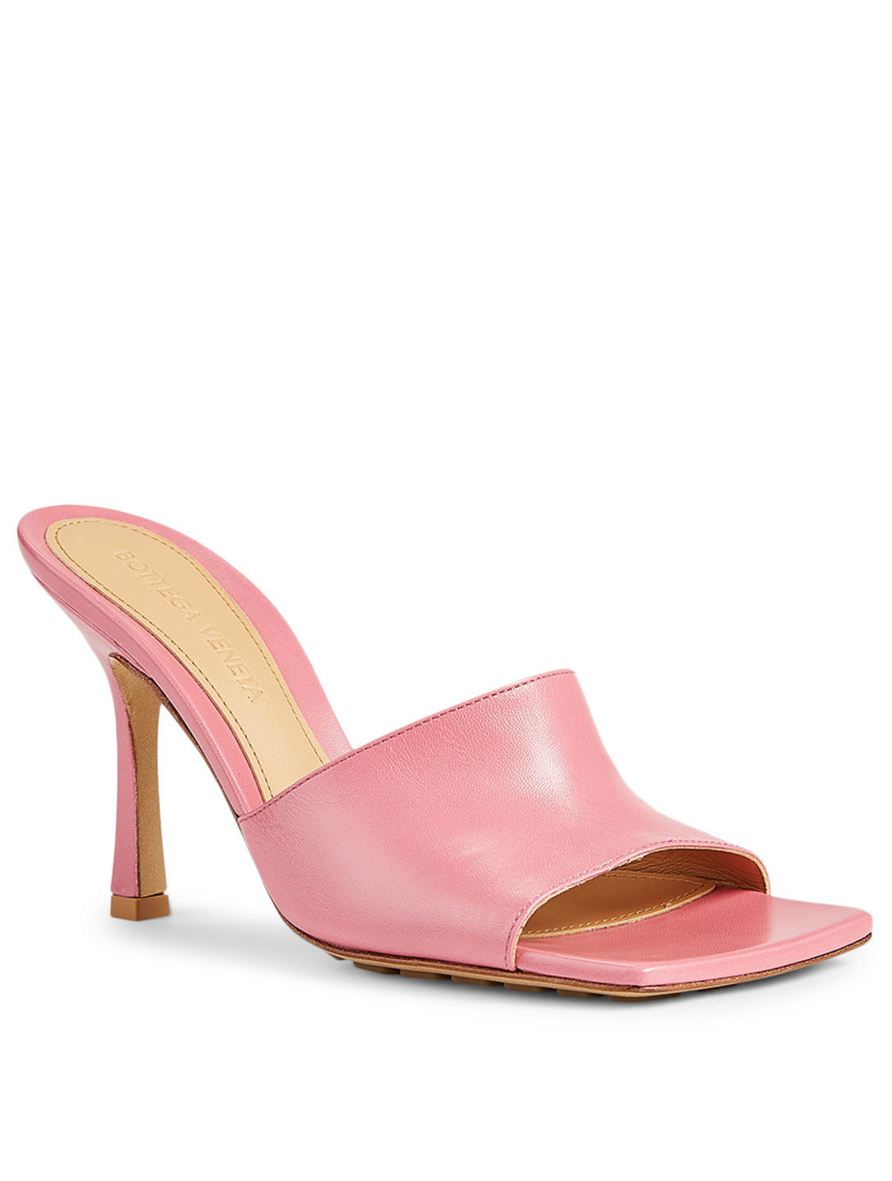 pink heeled mules
