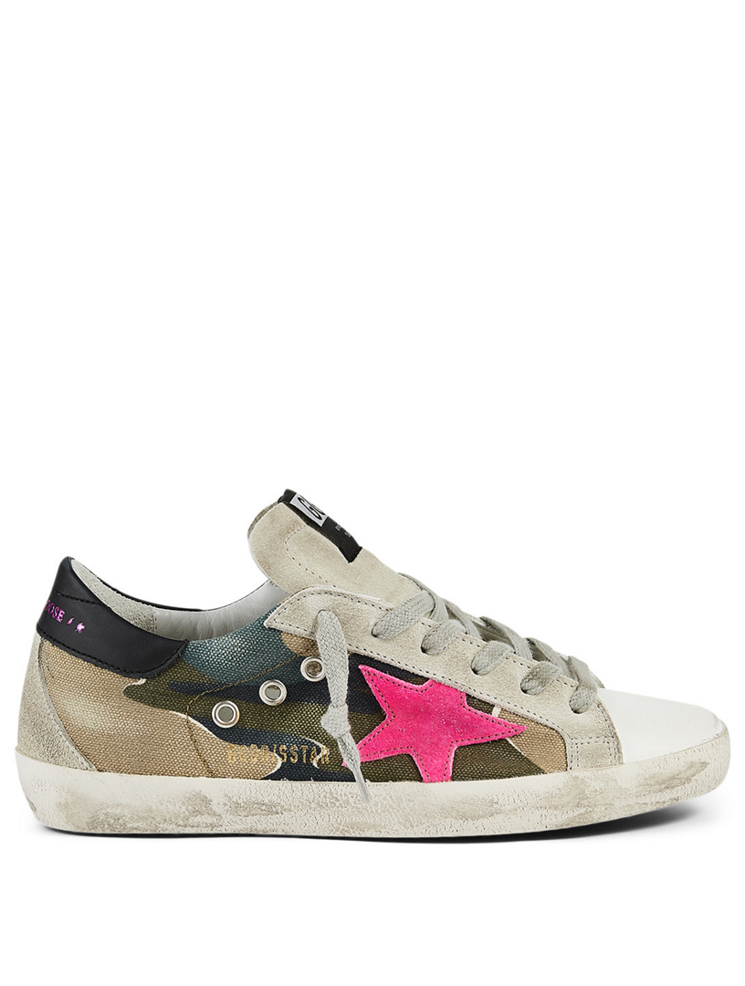 golden goose running canvas leather and suede sneakers