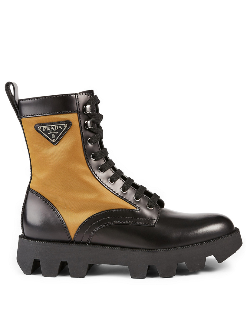 prada black chunky sole combat boots