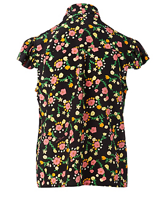 THE MARC JACOBS Silk Bow Blouse In Floral Print Women's Multi
