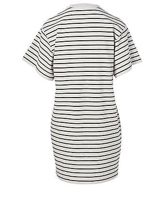 ALEXANDERWANG.T Cotton Short-Sleeve Dress In Striped Print Women's Multi
