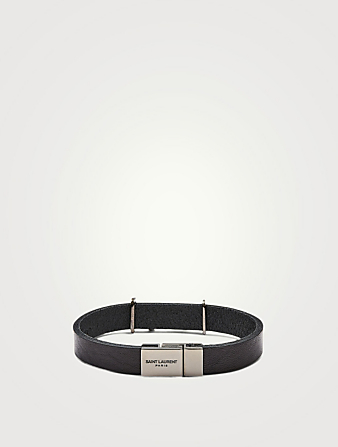 SAINT LAURENT Bracelet en cuir à monogramme YSL Femmes Noir