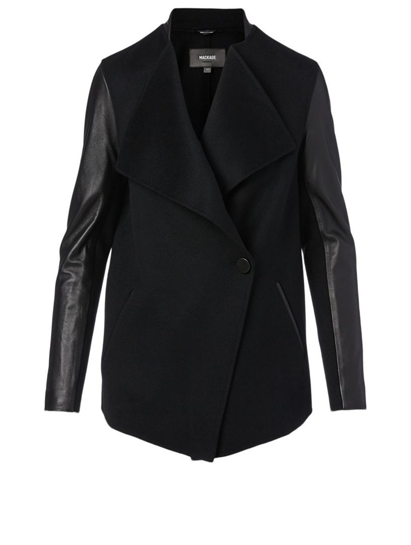 mackage wool leather coat