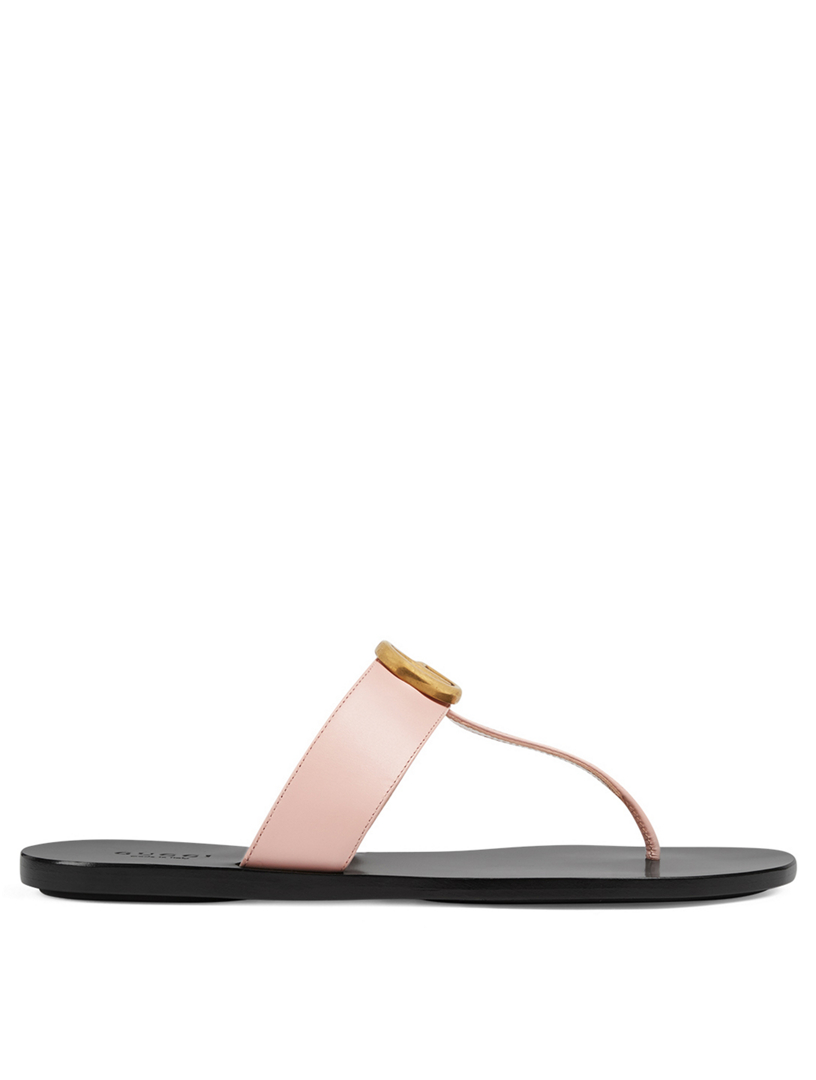 gucci leather thong sandal double g