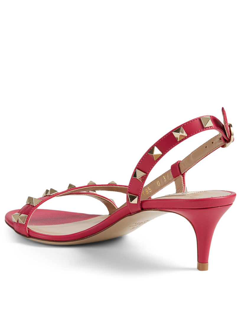 VALENTINO GARAVANI Rockstud Leather Kitten-Heel Slingback Sandals