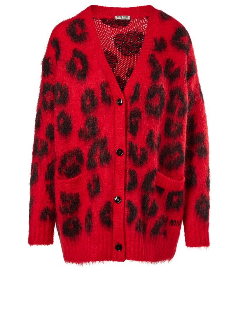 miu miu pink leopard cardigan