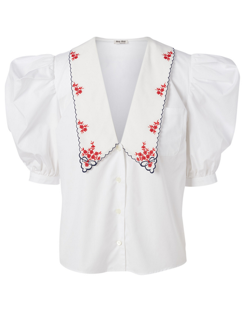 MIU MIU Silk Embroidered Blouse | Holt Renfrew Canada