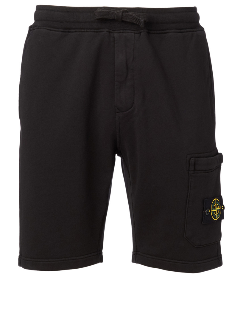 stone island fleece shorts black