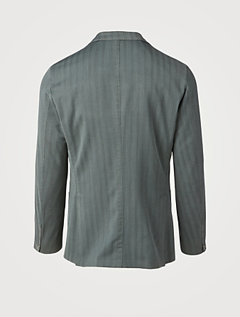 BOGLIOLI Wool Jacket In Tonal Striped Print Men's Green