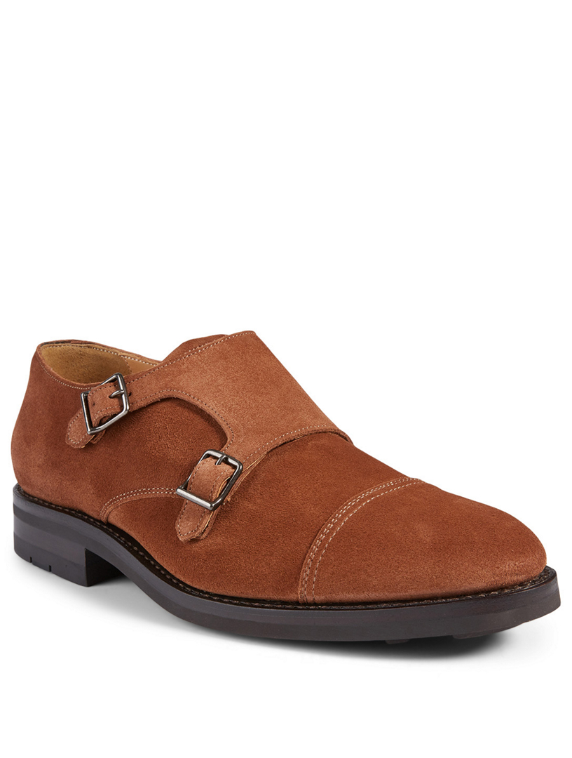 suede double monk strap