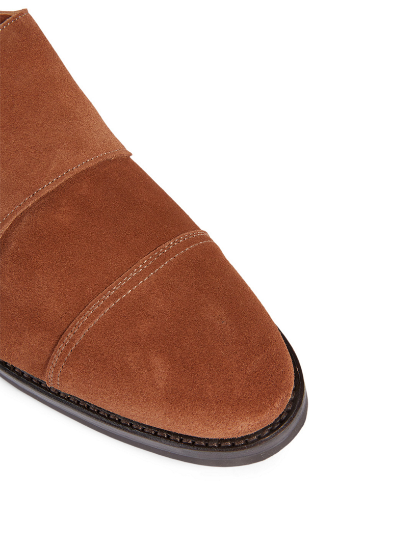 suede double monk strap