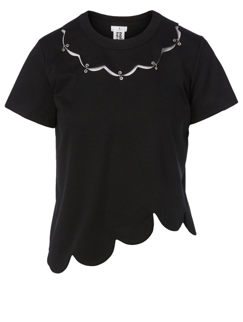 NOIR KEI NINOMIYA Tee-shirt festonné en coton Femmes Noir