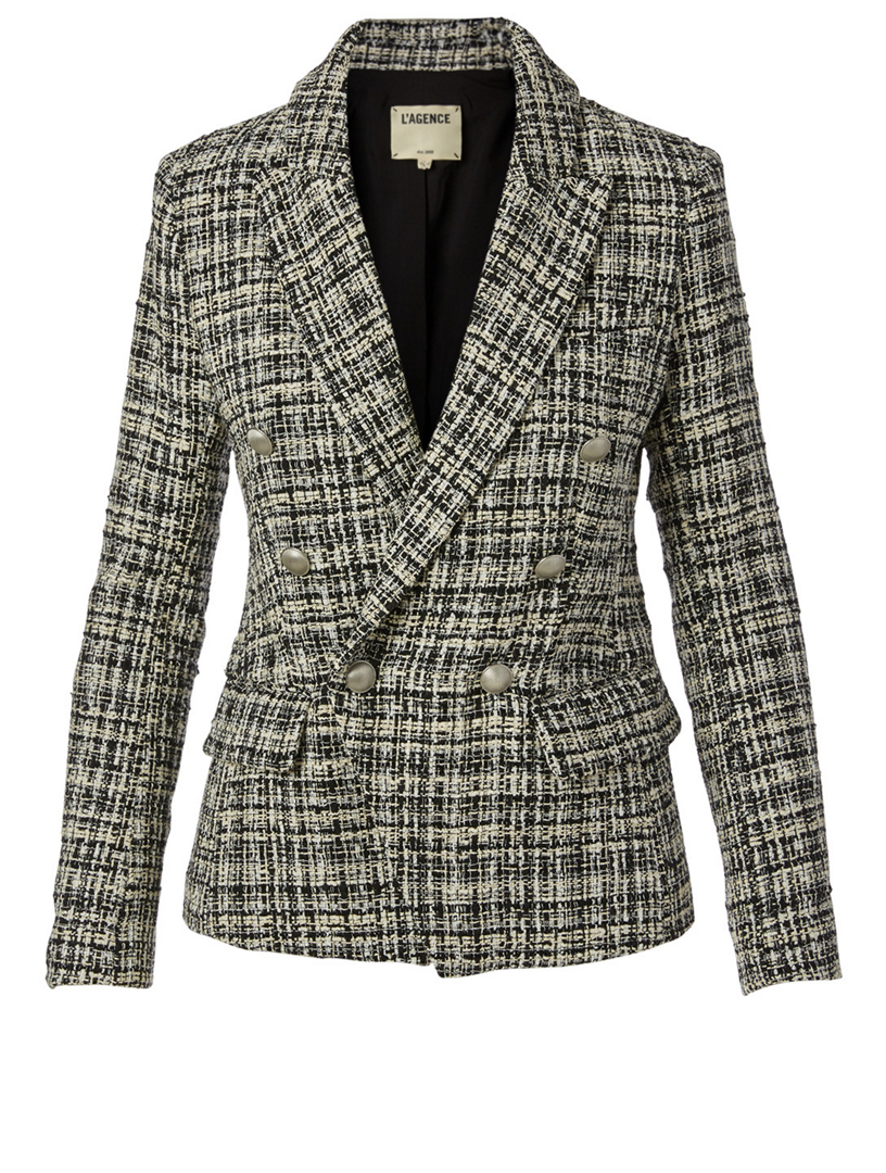 L'AGENCE Kenzie Tweed DoubleBreasted Blazer Holt Renfrew Canada