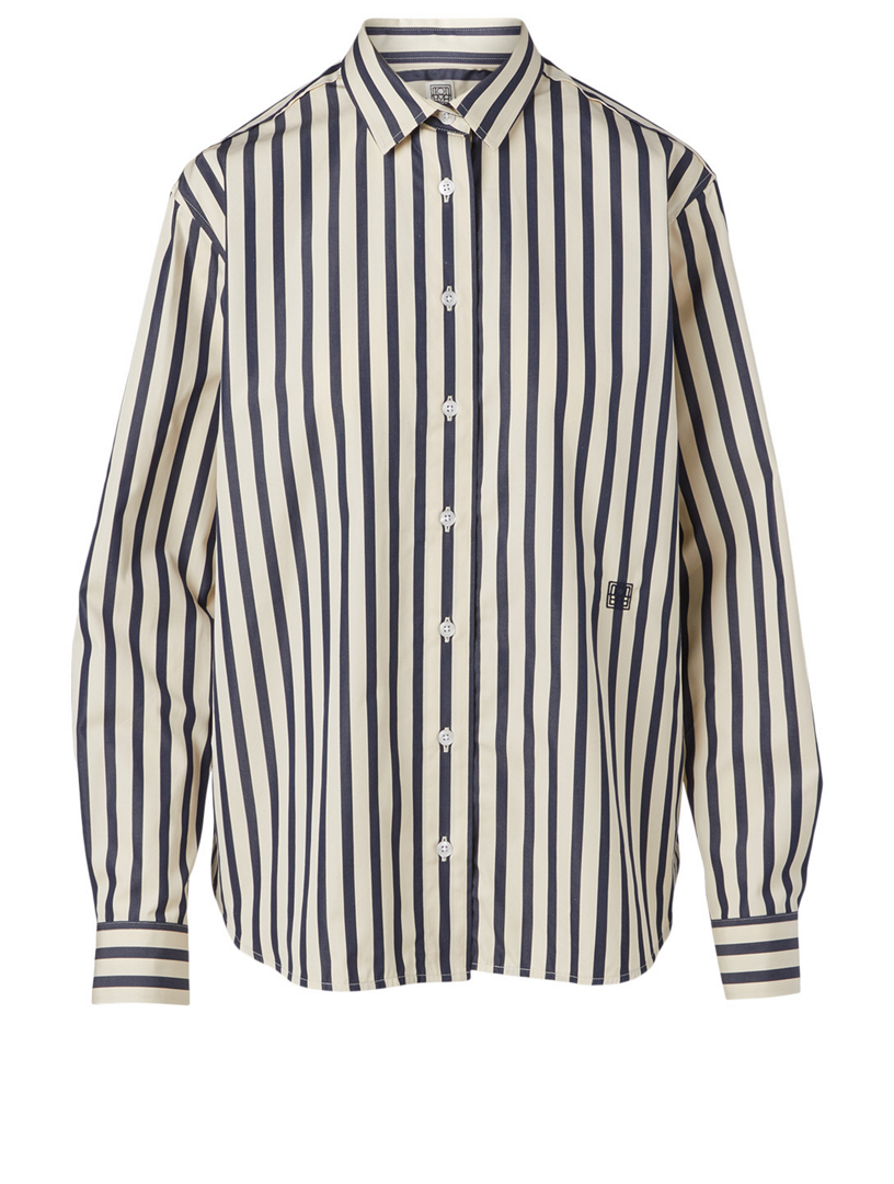 TOTÊME Cotton Oversized Shirt In Striped Print | Holt Renfrew Canada