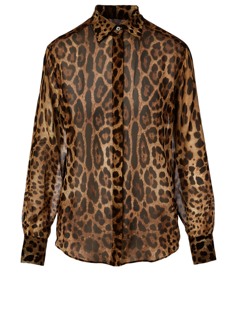 DOLCE & GABBANA Silk Sheer Blouse In Leopard Print | Holt Renfrew Canada